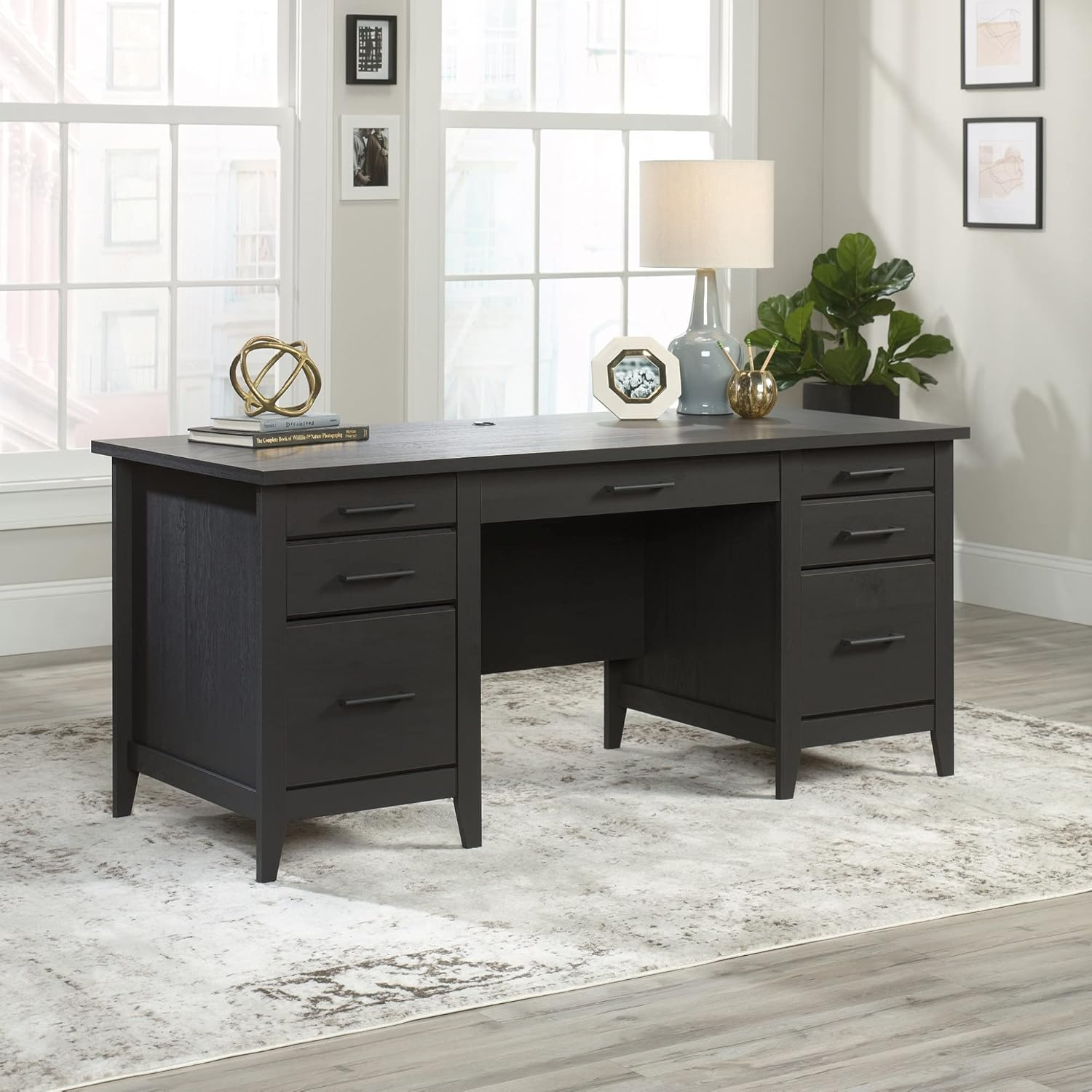 66"W Executive Computer Desk, Raven Oak