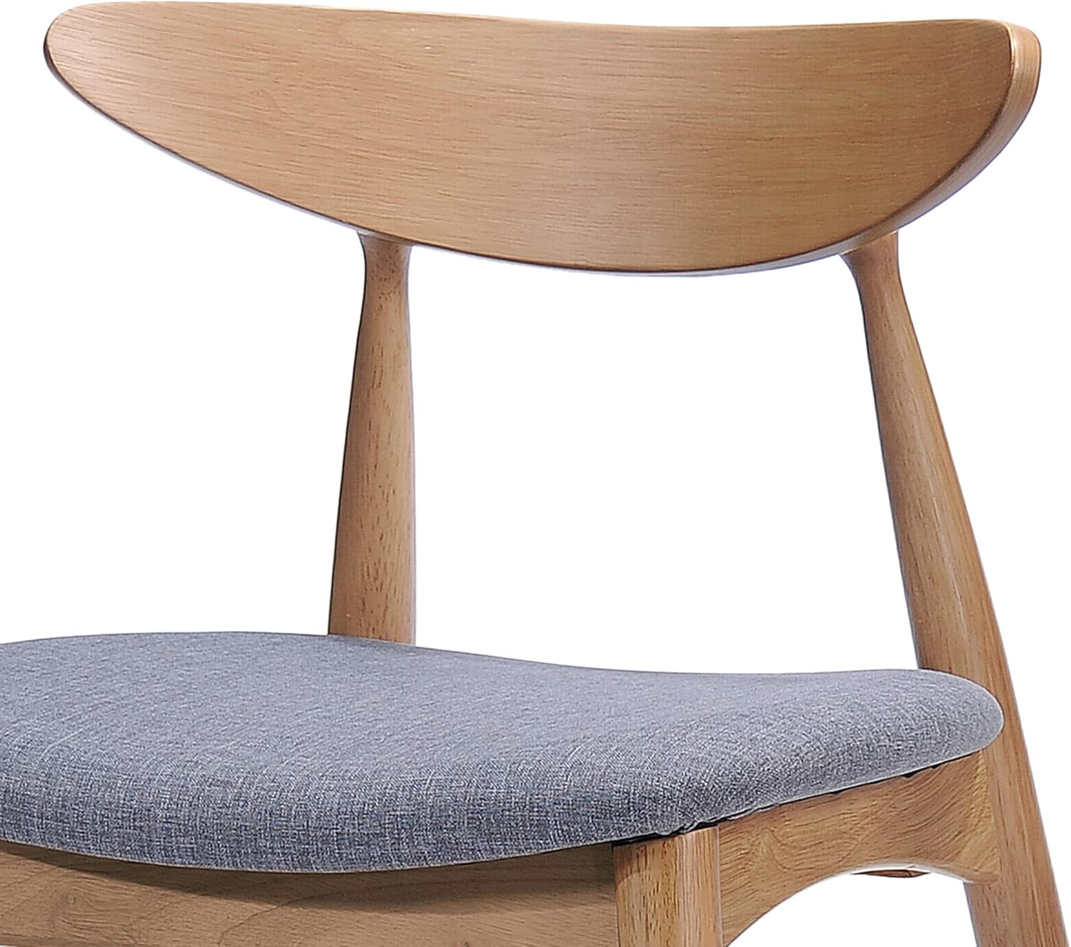 Fabric and Oak Wood Dining Set, 5-Pcs Set, Grey / Oak